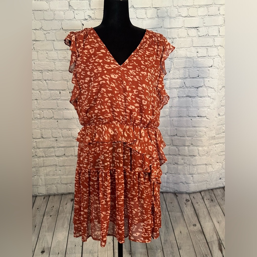 NWT Simply Vera Vera Wang Rust/Pink Print Dress Large